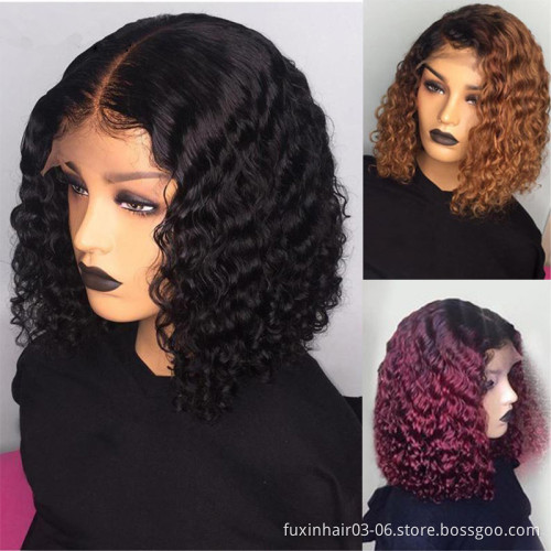 Human Hd Lace Frontal Short Straight Bob Wigs With Bangs Colored Brown Remy Human Hair Wigs Swiss Lace Front Bob Wig With Fringe